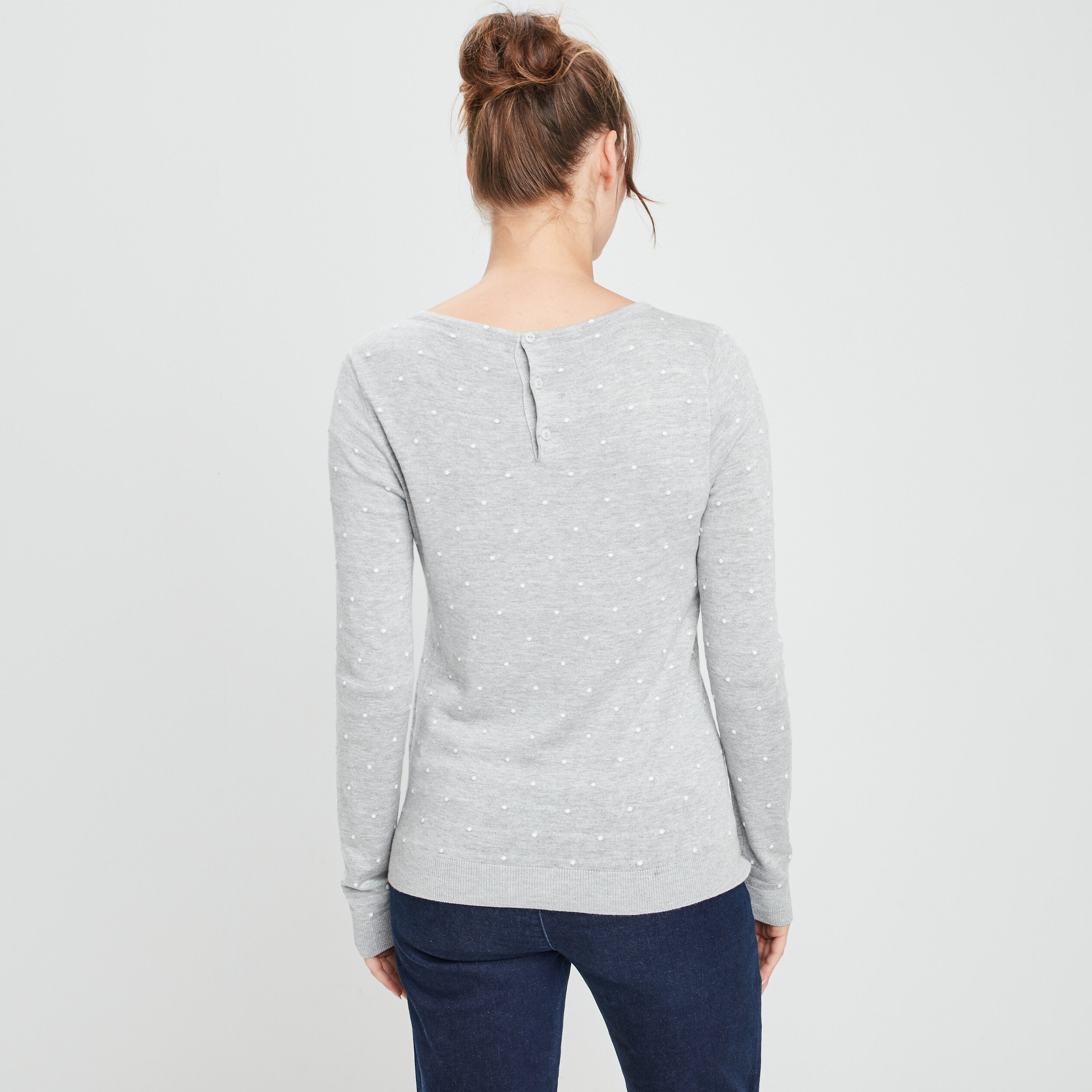 Pull avec col rond gris clair femme | La Halle
