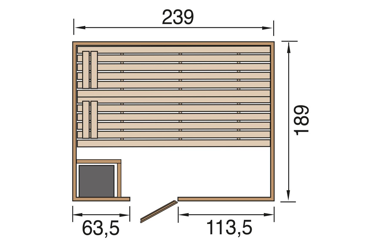 WEKA 38mm Masssivholzsauna mit Fronteinstieg Gr.2 inkl. 9,0 kW Kompakt-Ofen