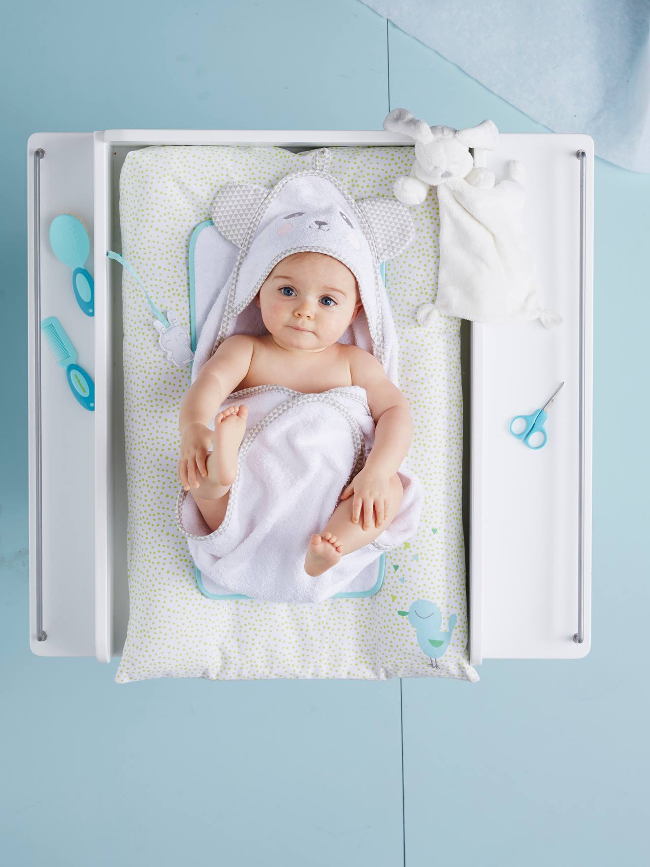 Vertbaudet Baby Kapuzen-Badetuch, Kapuzenhandtuch Oeko Tex - weiß
