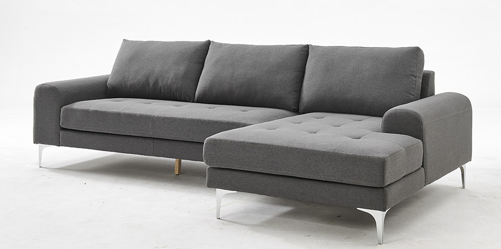 Happy Home Modern Ecksofa mit gepolsterte Kissen grau