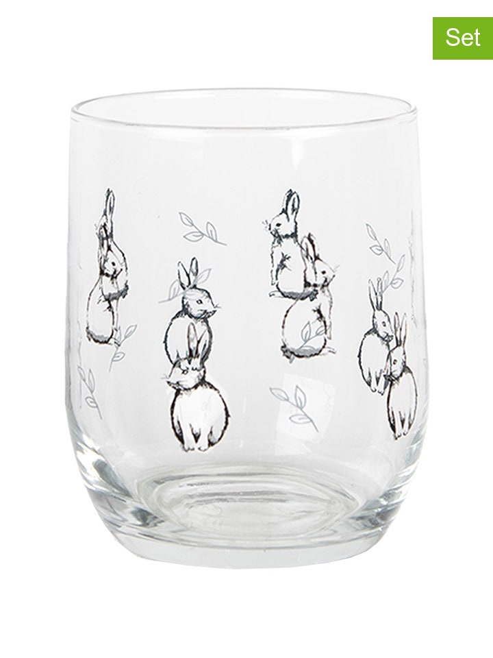 Clayre & Eef 2er-Set: Trinkgläser in Transparent/ Schwarz - 300 ml günstig kaufen onesize