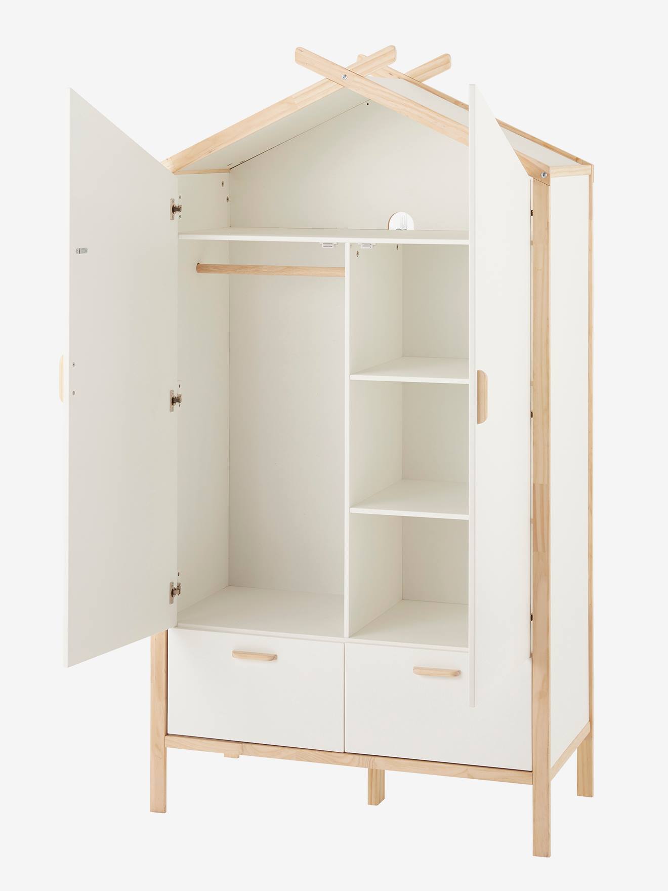 Vertbaudet Kinder Schrank ROBINSON, Haus-Form - weiß/natur