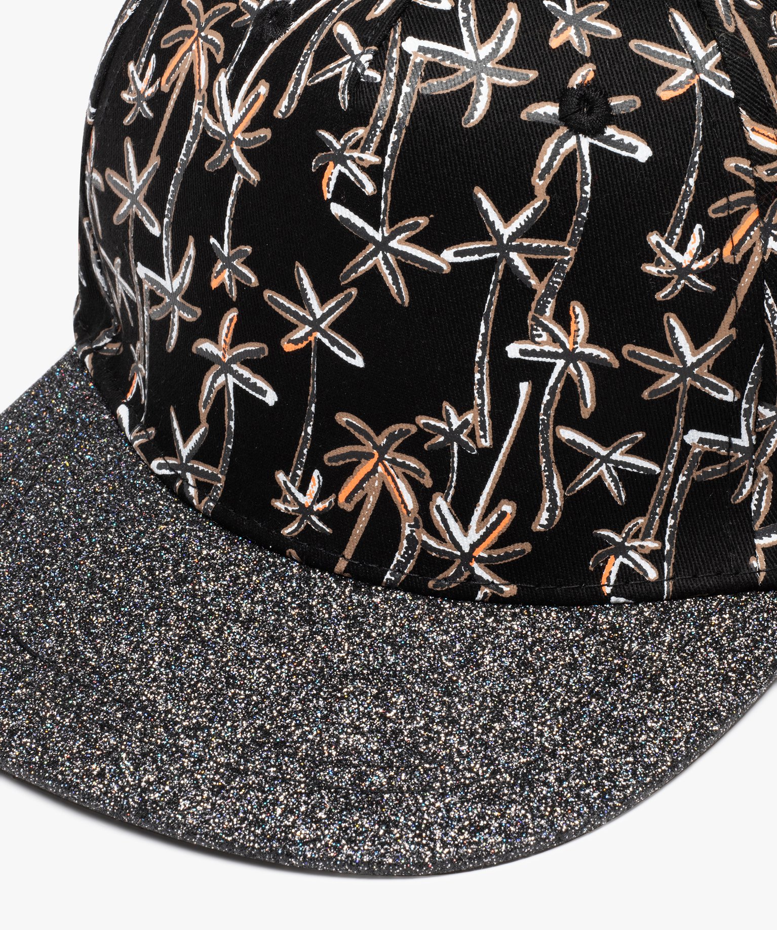 Casquette fille avec motifs palmiers et visière à paillettes noir | GEMO