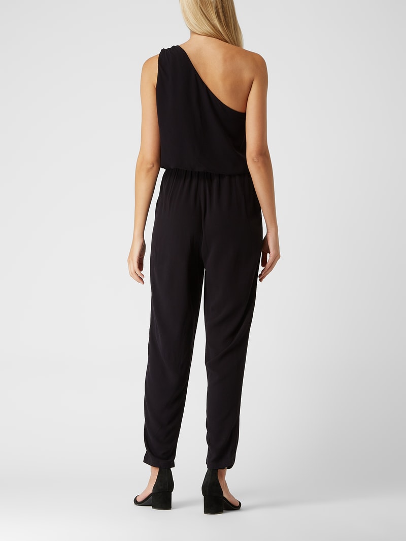 One-Shoulder-Jumpsuit aus Rayon in schwarz
