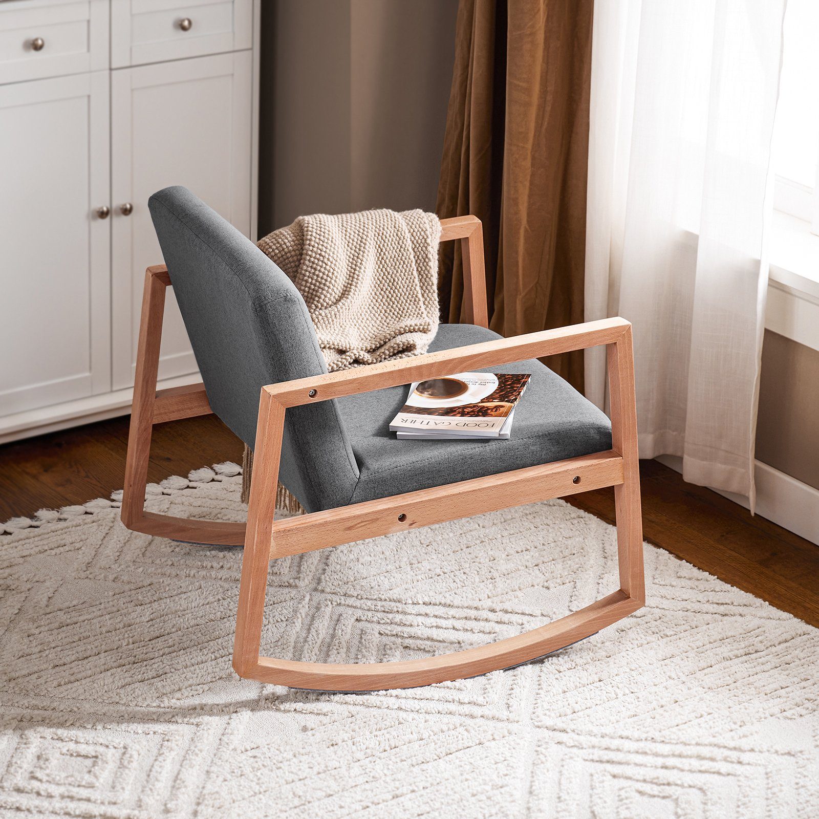 SoBuy Schaukelstuhl FST93, Wohnzimmer Schaukelsessel Schwingsessel Garten Relaxstuhl Sessel