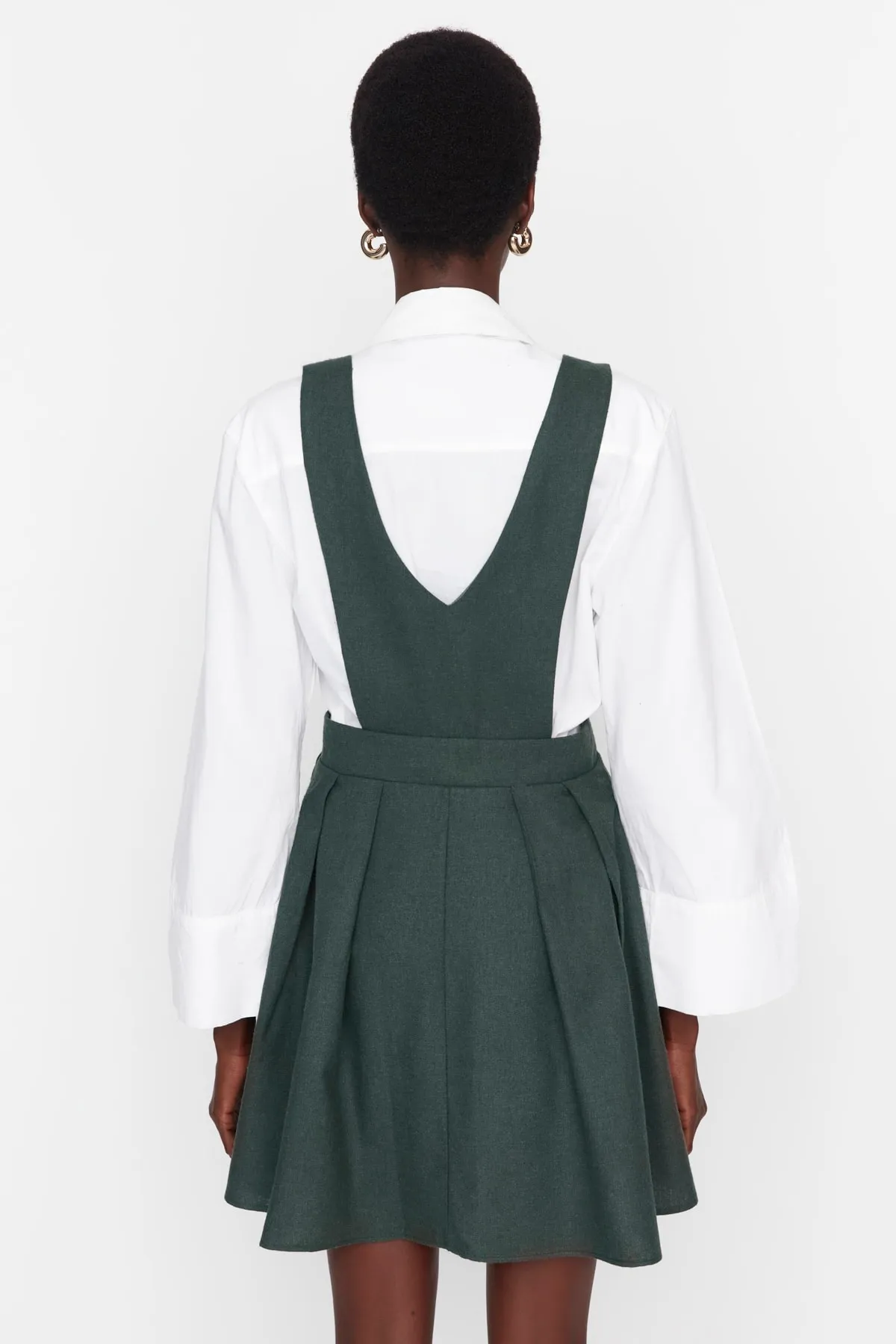 Trendyol Collection  Khakifarbenes Mini-Gilet-Webkleid mit Knöpfen TWOAW21EL1163
