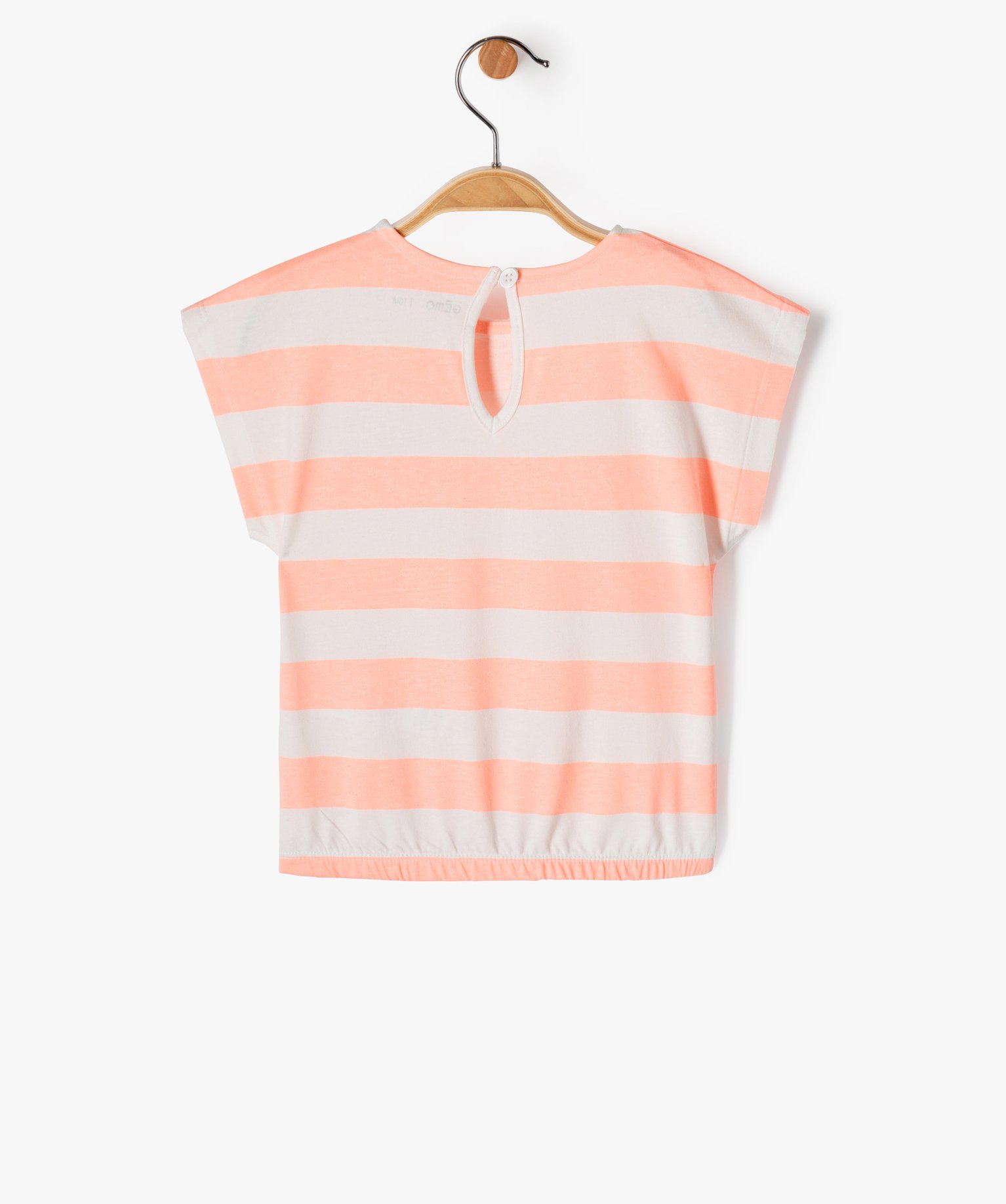 Tee-shirt bébé fille à rayures avec bas élastique rose | GEMO