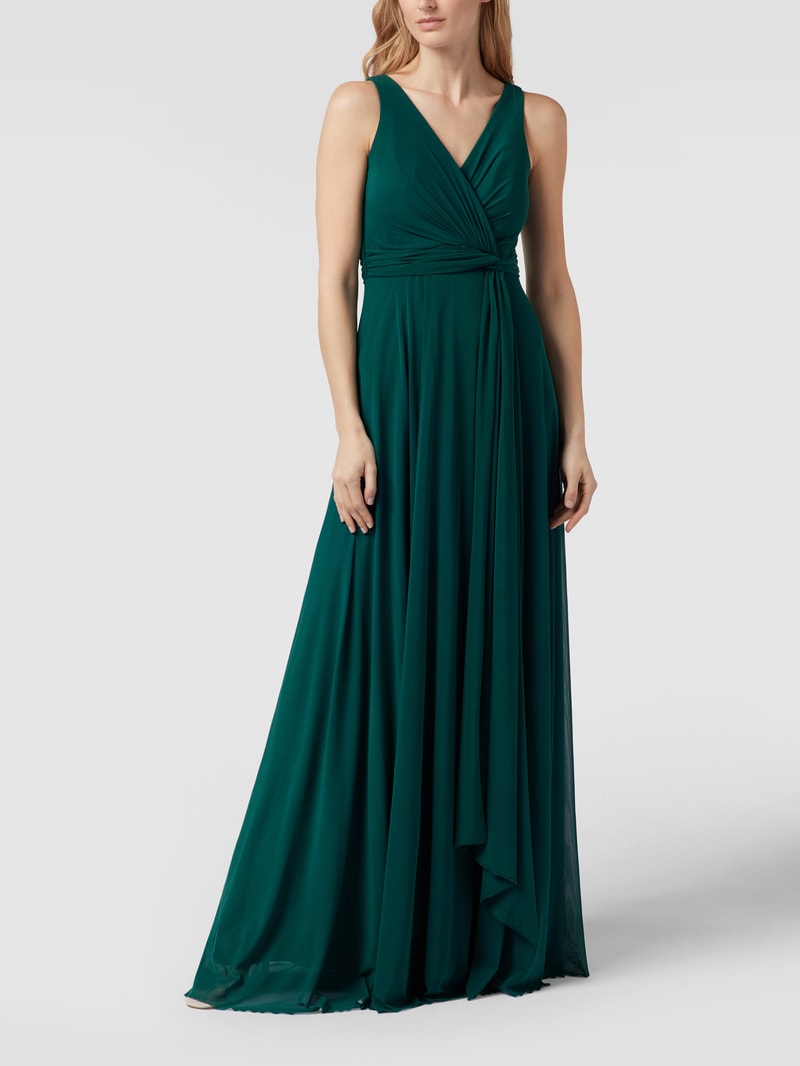 Abendkleid mit Taillenband in smaragdgrün