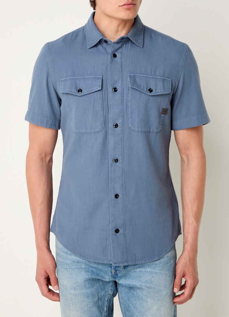 G-Star RAW mornarsko plava slim fit košulja s džepovima na prsima