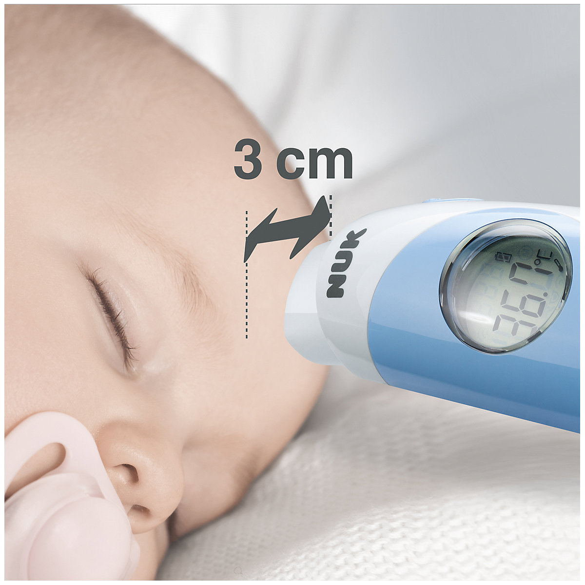 NUK Baby Thermometer Flash, berührungslose Fiebermessung an der Stirn durch Infrarotsender, sekundenschnell und hygienisch