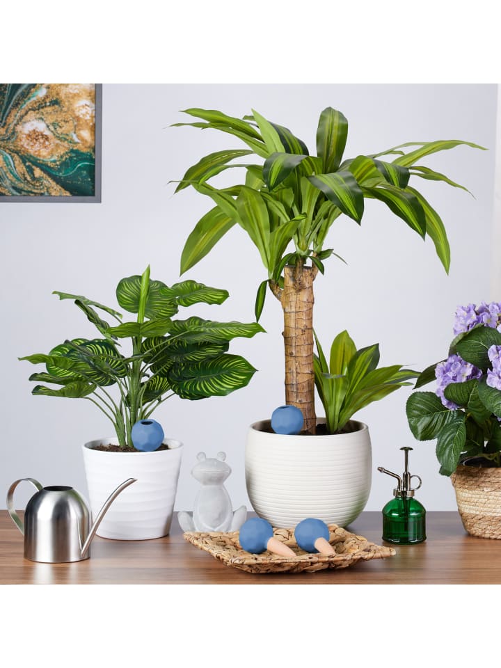 relaxdays 4 x Bewässerungskugeln in Terracotta/ Blau günstig kaufen onesize