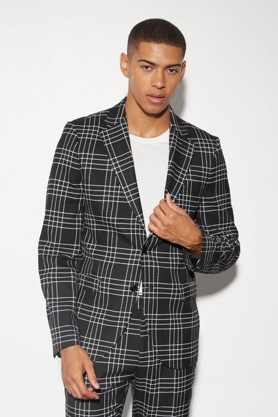 Karierte Slim-Fit Anzugjacke
