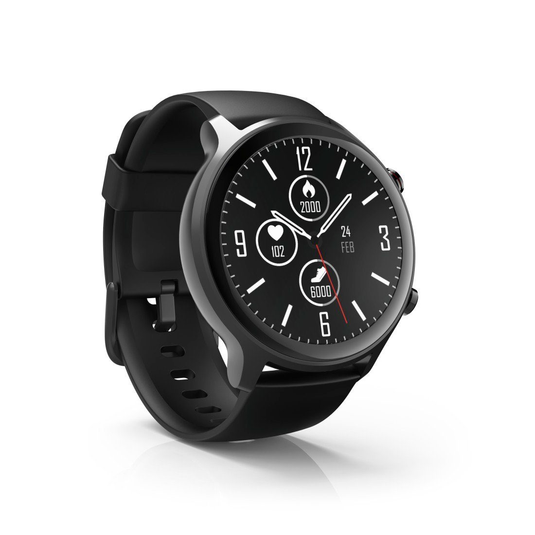 Hama Smartwatch Herren GPS Pulsmessung, Blutsauerstoff, Herzfrequenz, Timer Smartwatch (3,25 cm/1,28 Zoll), Fitnesstracker, Schritte, Kalorien, Schlaf, Stress, Tempo, Musik, Uhr