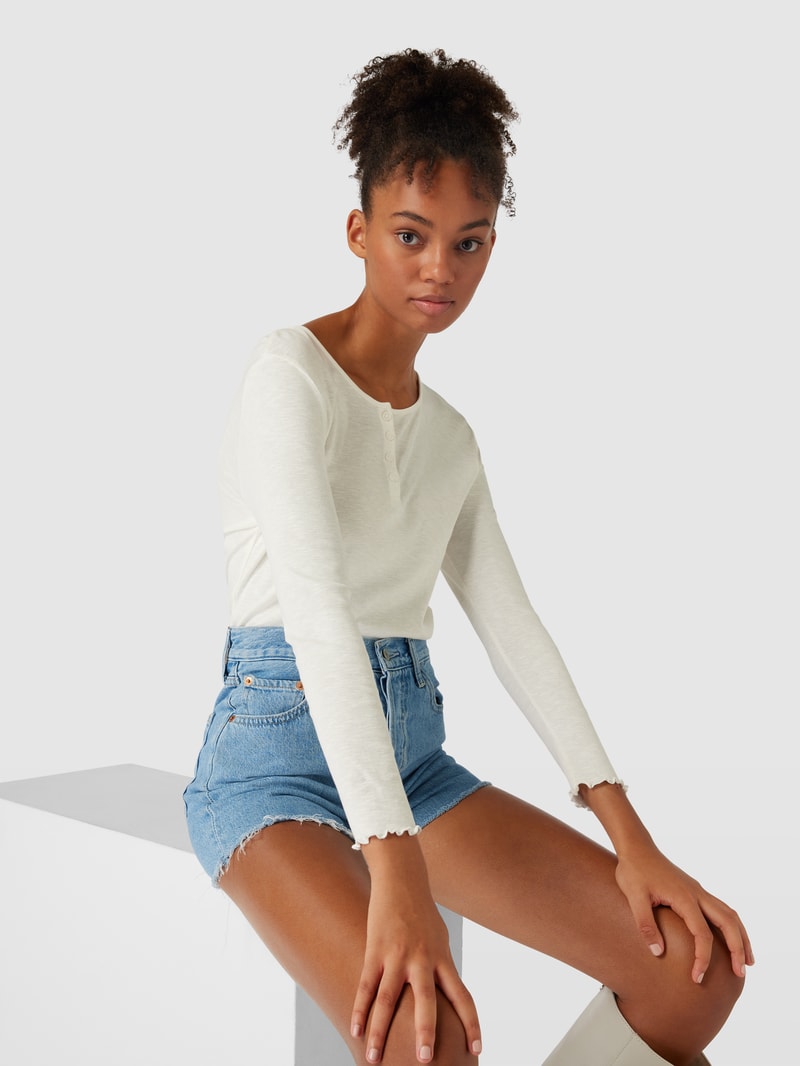 Longsleeve mit kurzer Knopfleiste Modell 'HENLEY' in beige