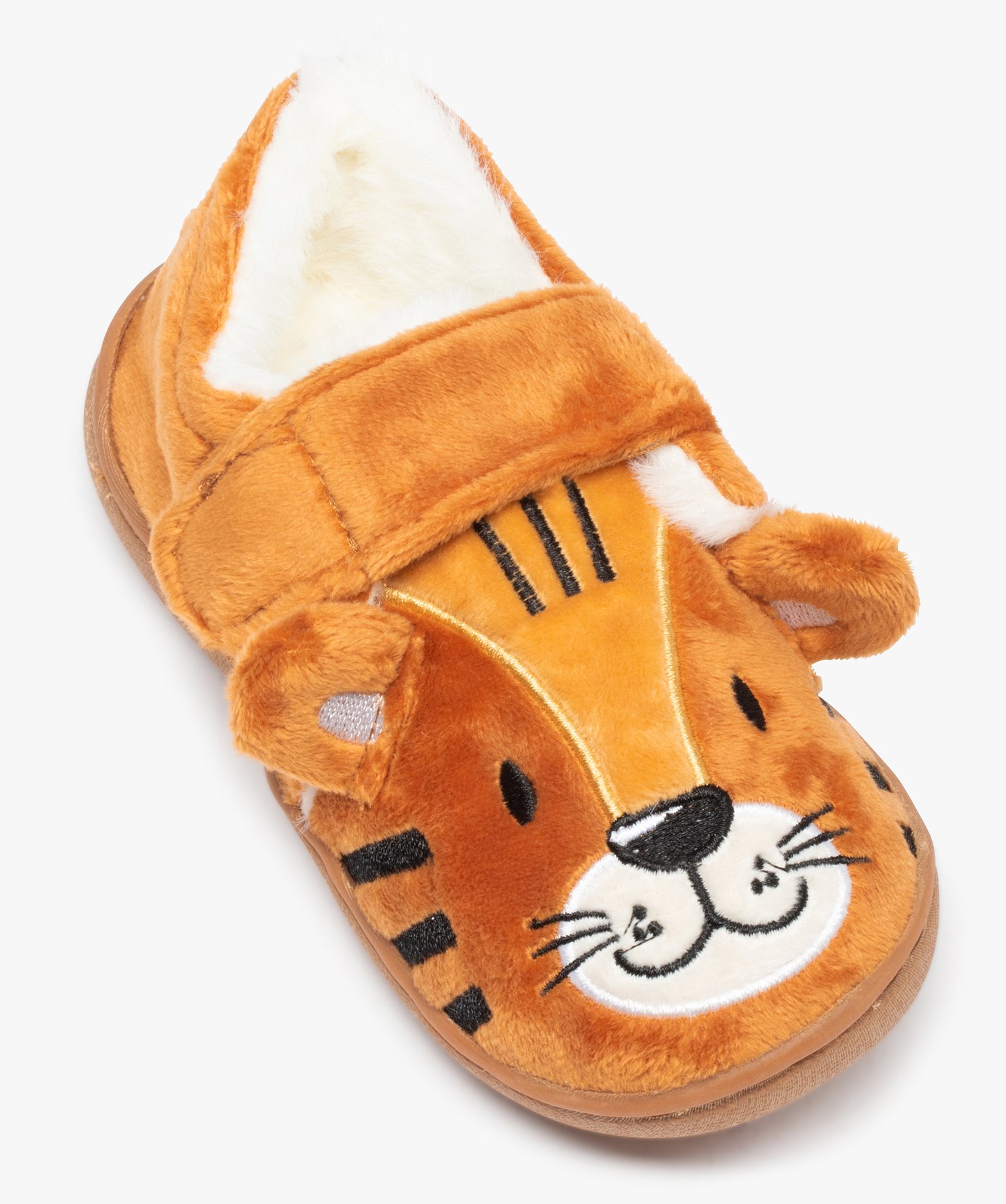 Chaussons Garçon en forme de tigre fermeture scratch orange | GEMO