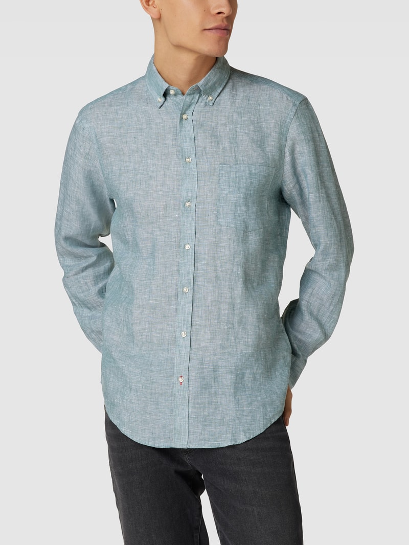 Freizeithemd mit Button-Down-Kragen in metallic grün