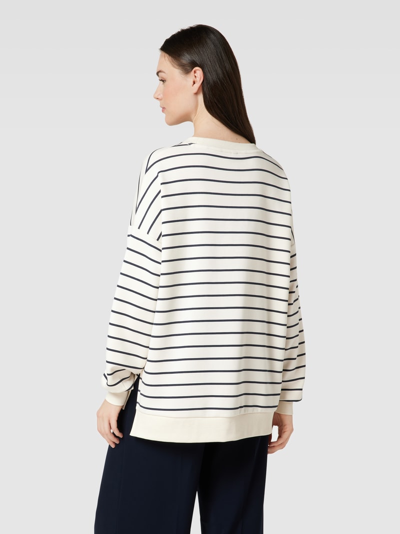 Sweatshirt mit Streifenmuster Modell 'BARNI' in marineblau