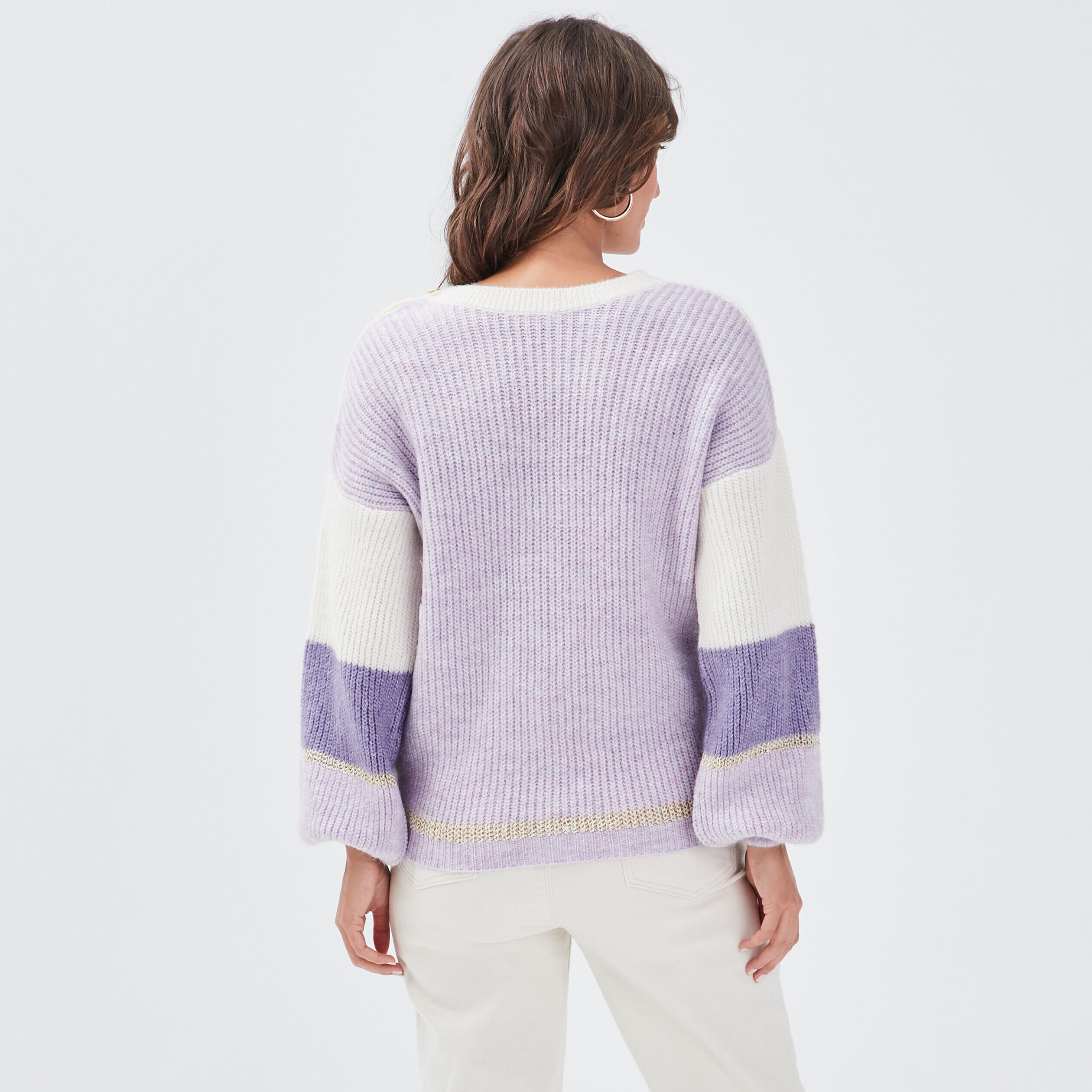 Pull avec boutons violet clair femme | Cache Cache