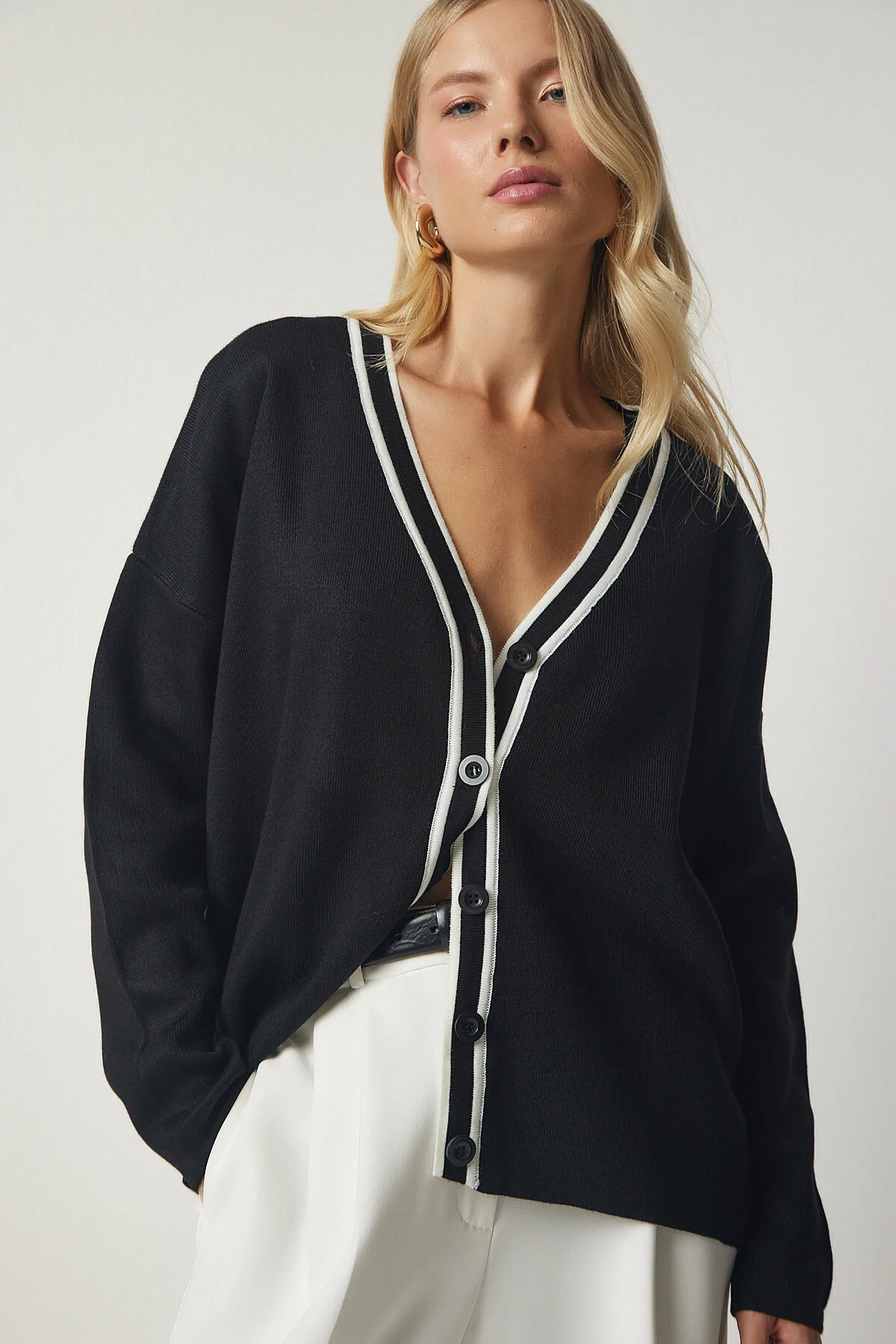 Happiness İstanbul  Strickjacke - Schwarz - Regular Fit