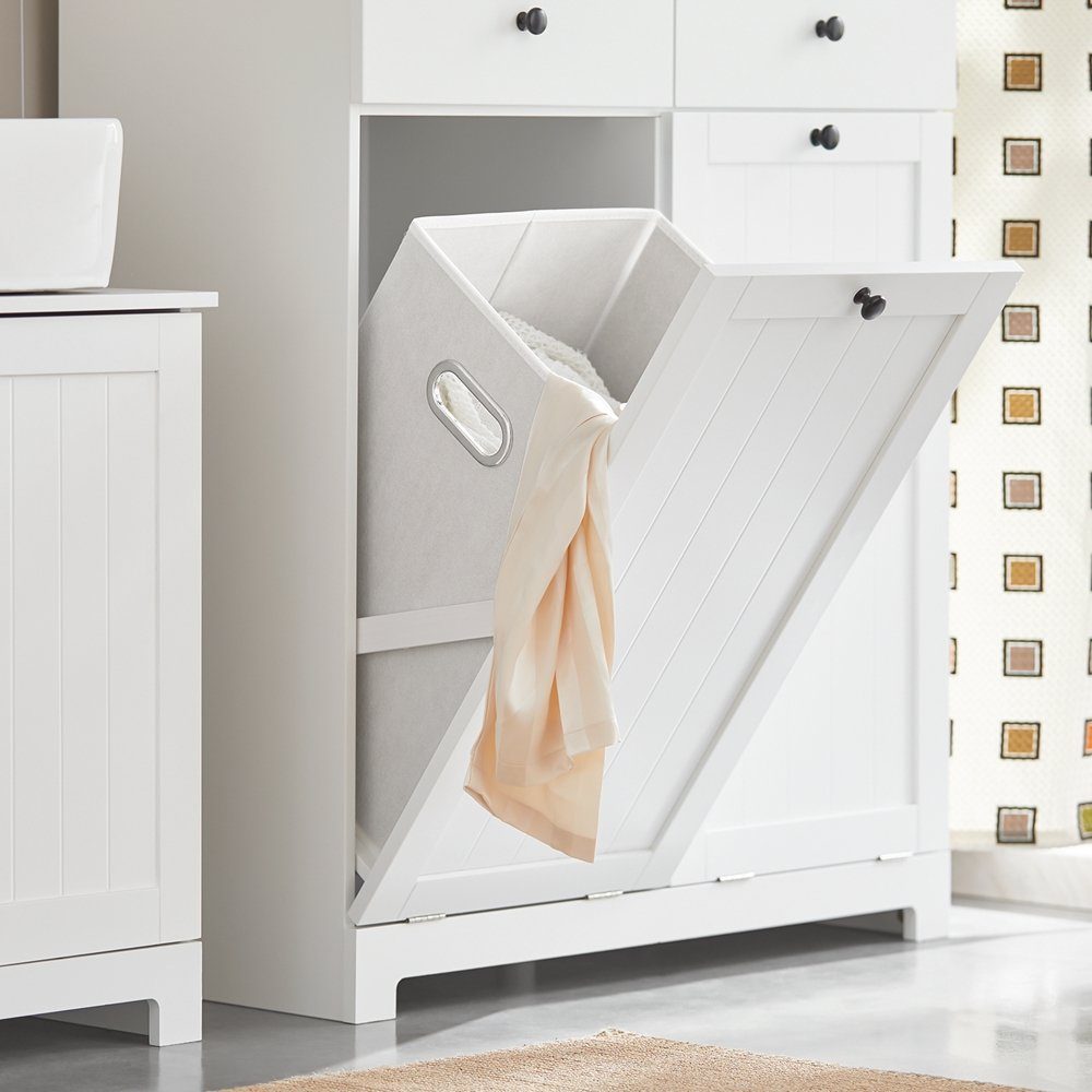 SoBuy Wäscheschrank BZR33 mit 2 Wäschesäcken Wäschetruhe Wäschesammler Wäschekorb Badschrank