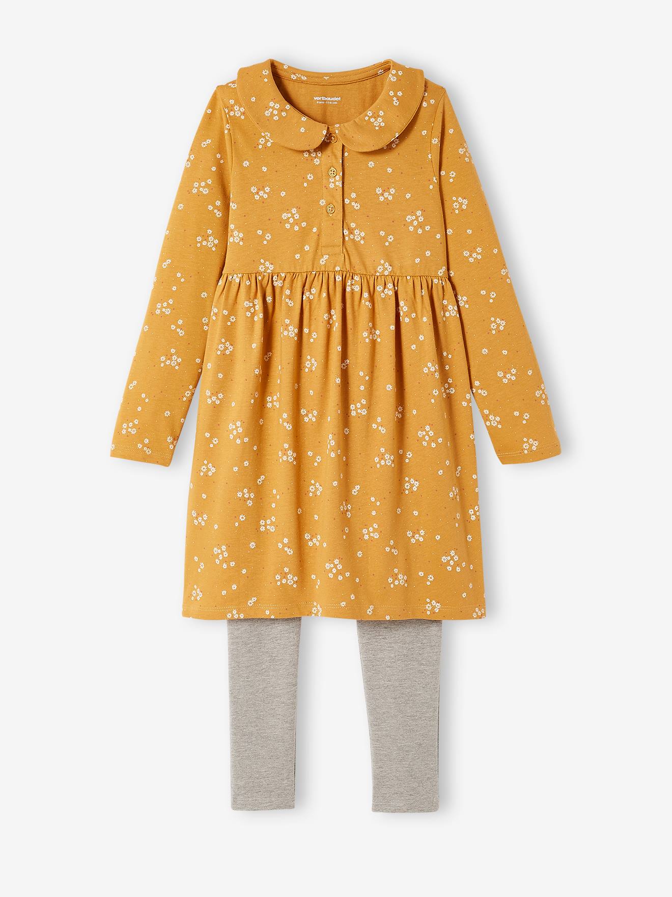 Chemise de nuit fleurie + legging curcuma