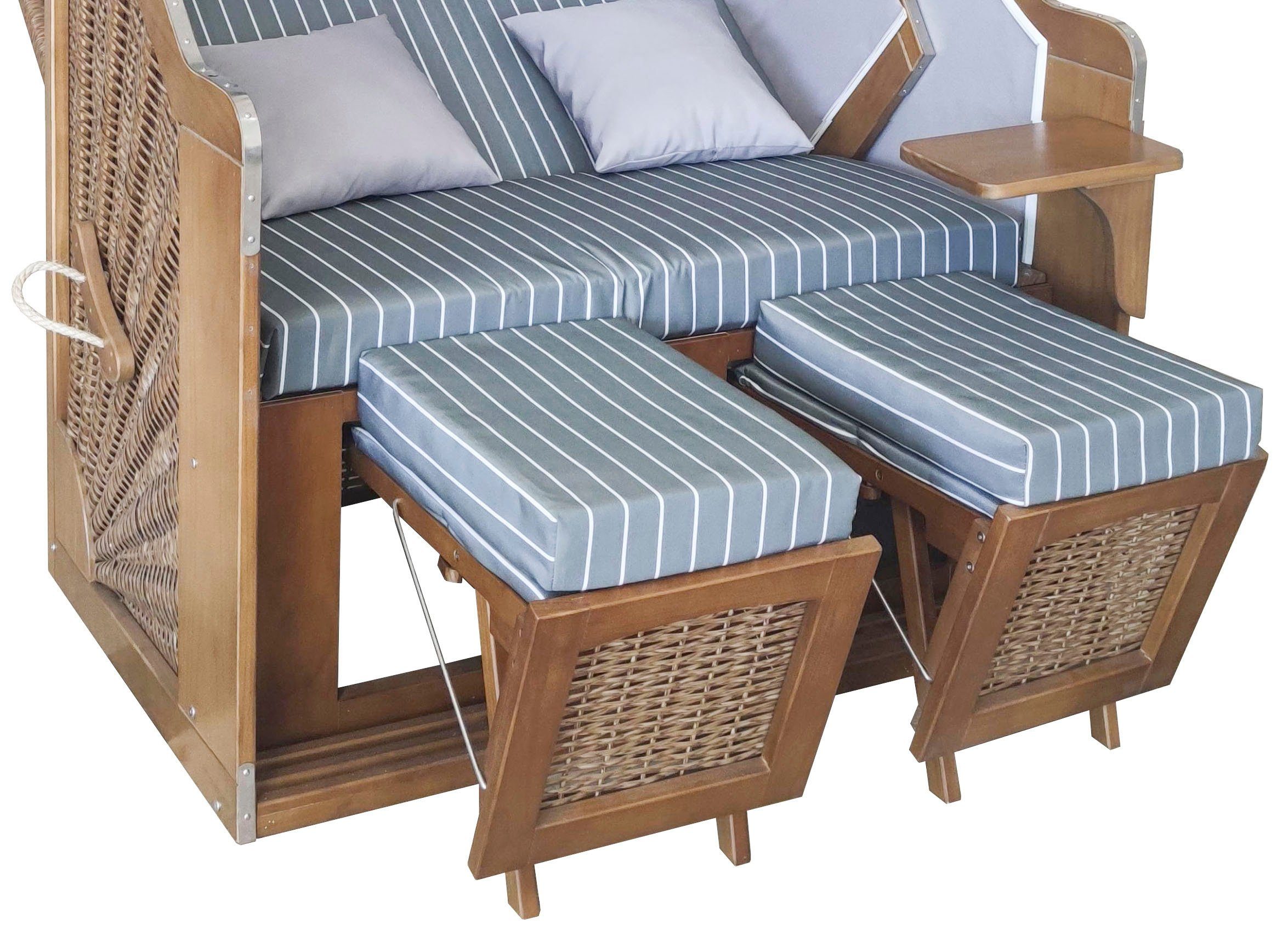 KONIFERA Strandkorb Fehmarn, BxTxH: 120x72x163 cm, Halblieger, mit Bullauge