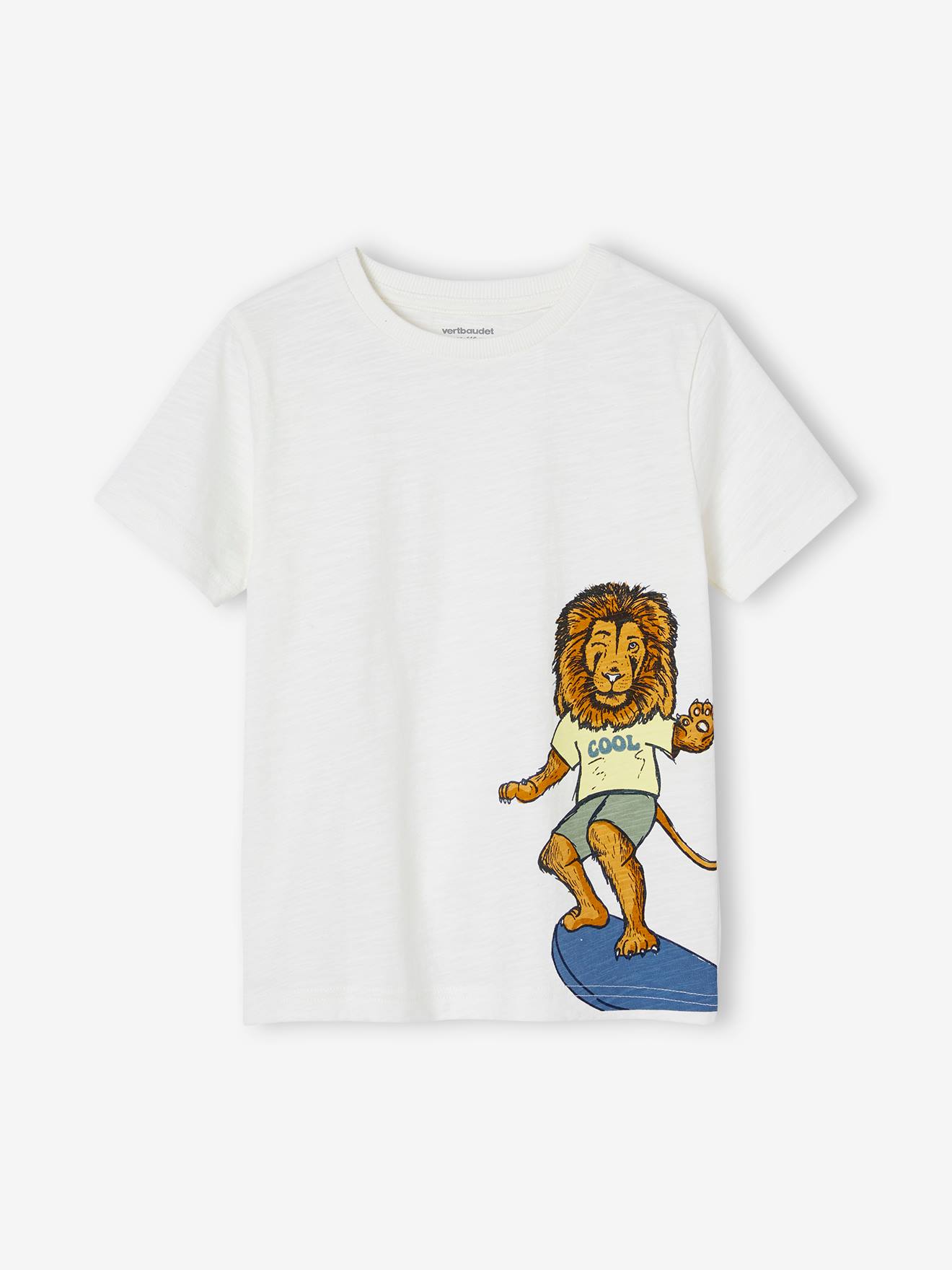 Vertbaudet Jungen T-Shirt, Tierprint - wollweiß