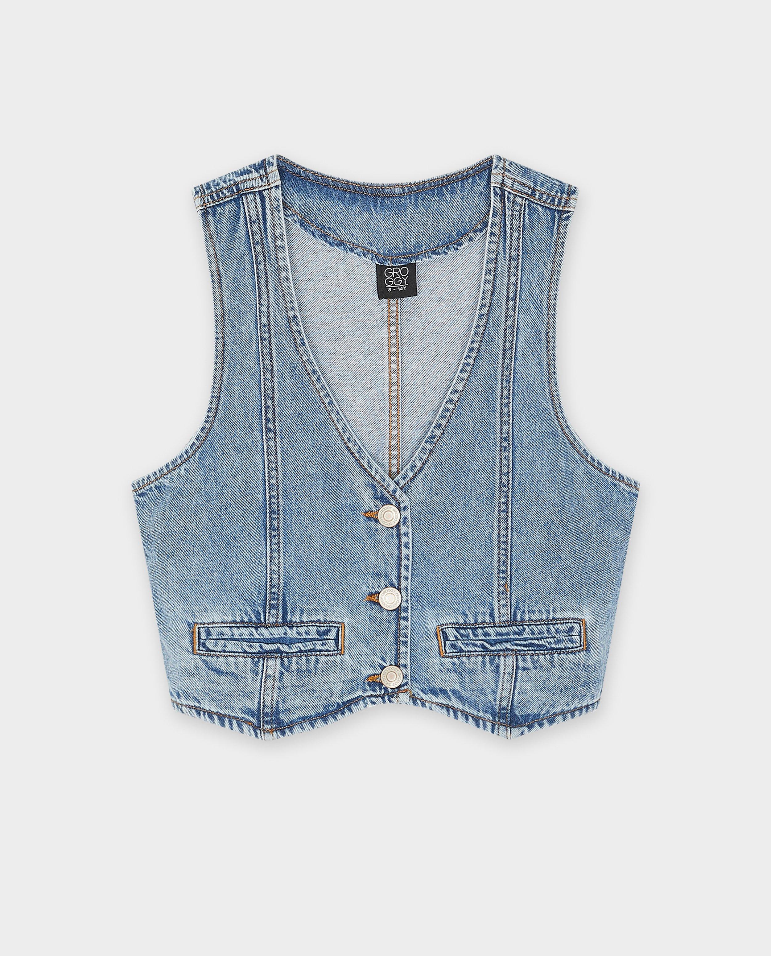 Vestă din denim Groggy albastru deschis