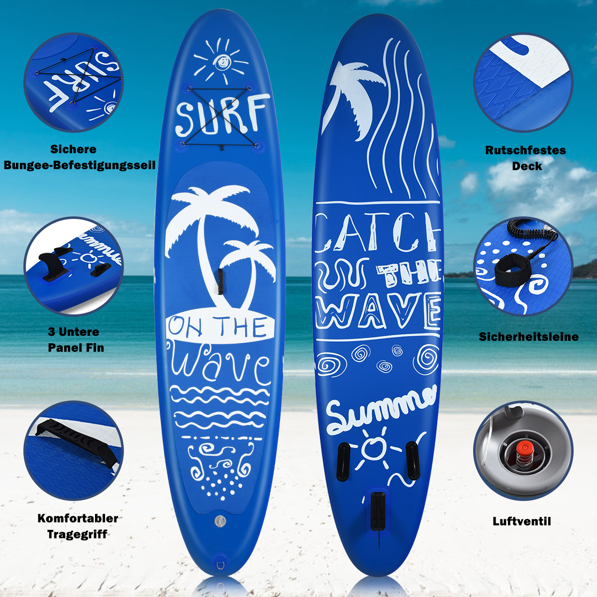 Costway 335 x 76 x 16 cm Aufblasbares SUP Board, mit Paddel