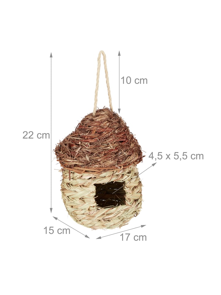 relaxdays Vogelnest für Käfig in Natur - (B)17 x (H)22 x (T)15 cm günstig kaufen onesize