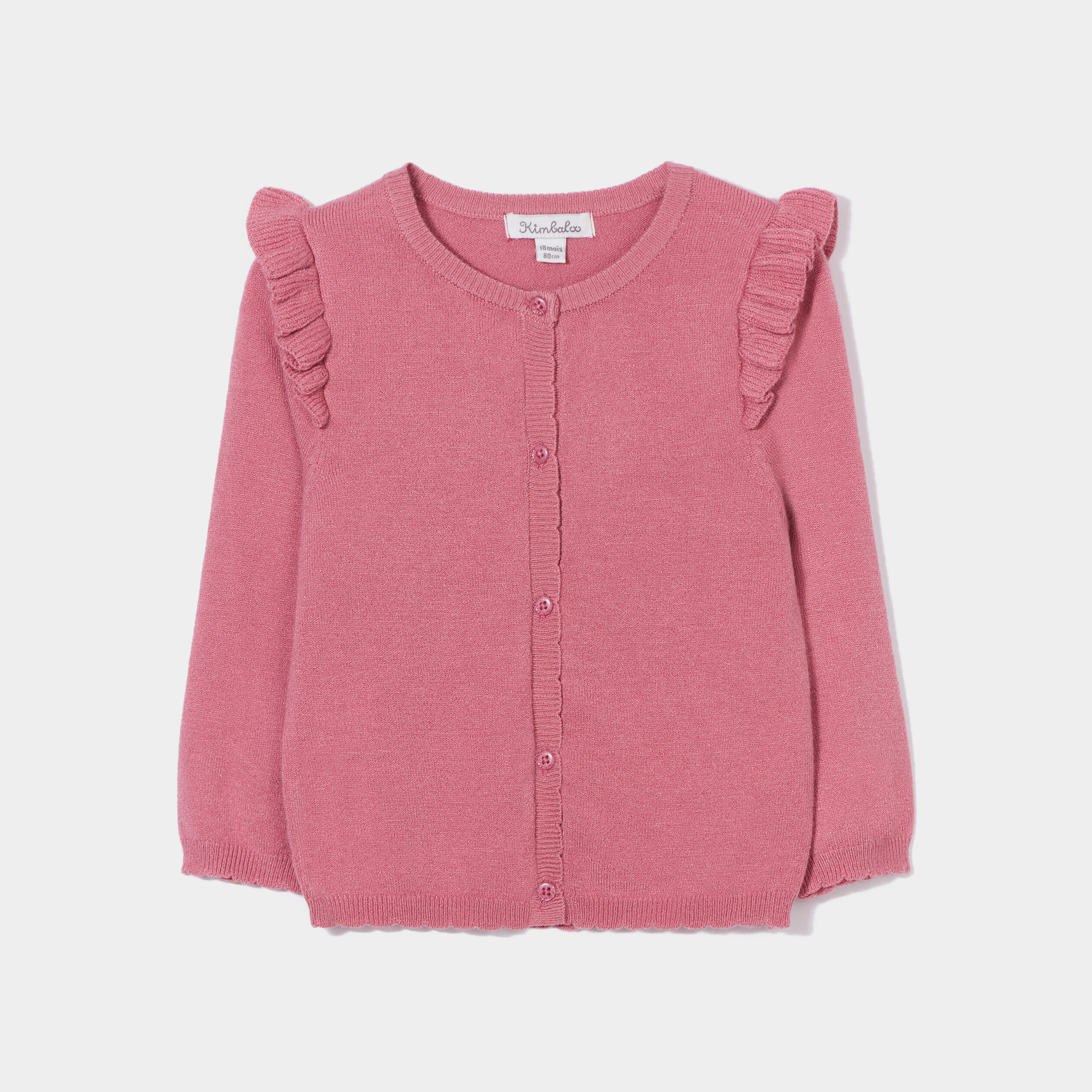 Gilet volants et bord festonné Kimbaloo vieux rose bébé fille | La Halle