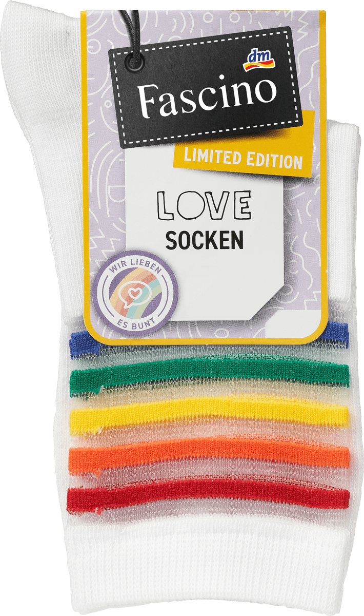 Socken mit Regenbogen-Ringeln weiß Gr. 39-42, 1 St