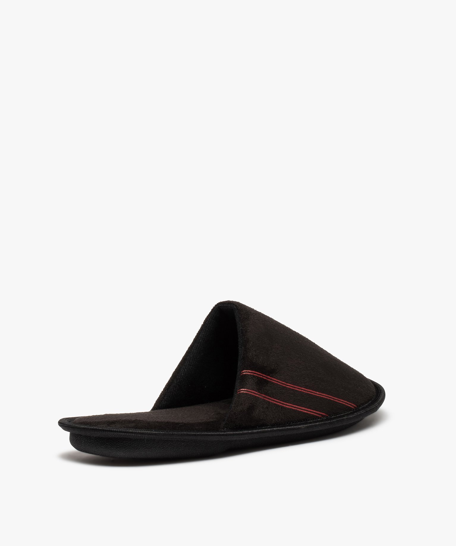 Chaussons homme mules plates en velours ras uni noir | GEMO