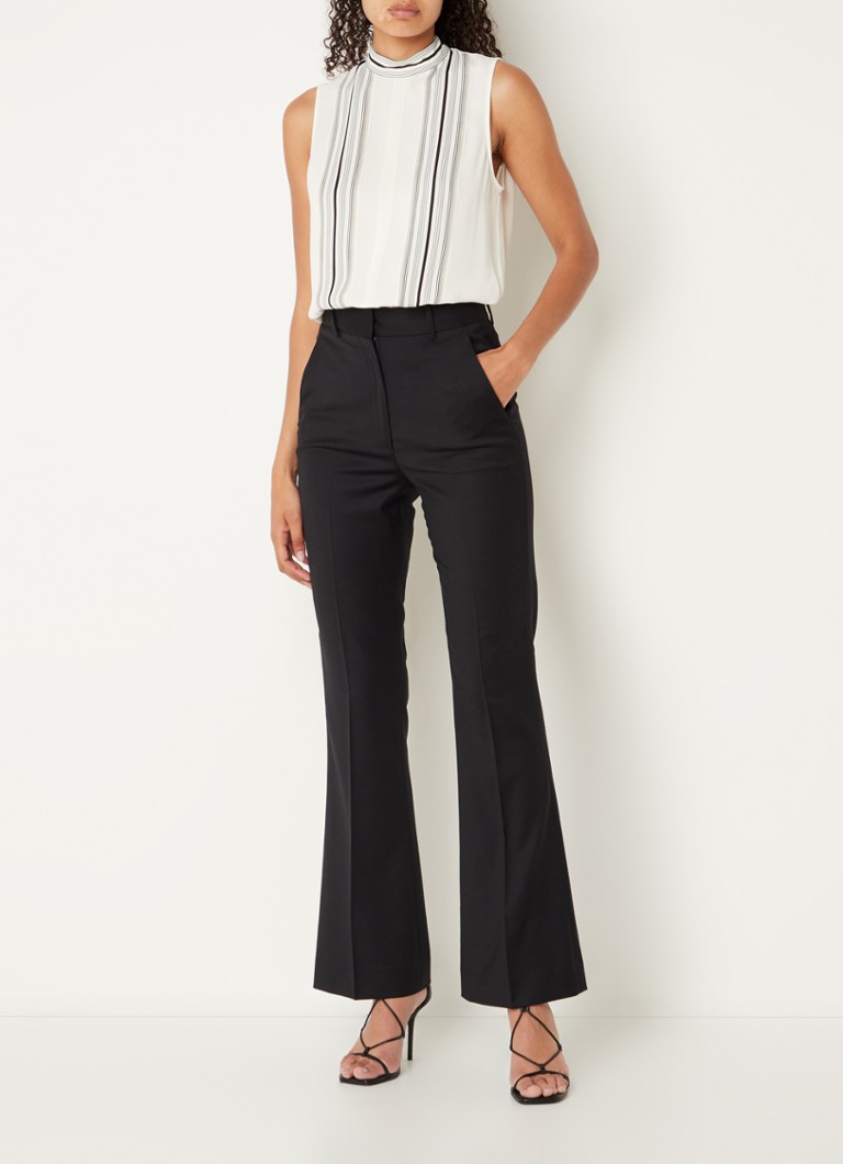 Pantaloni evazați cu talie înaltă din amestec de lână Reiss Haisley