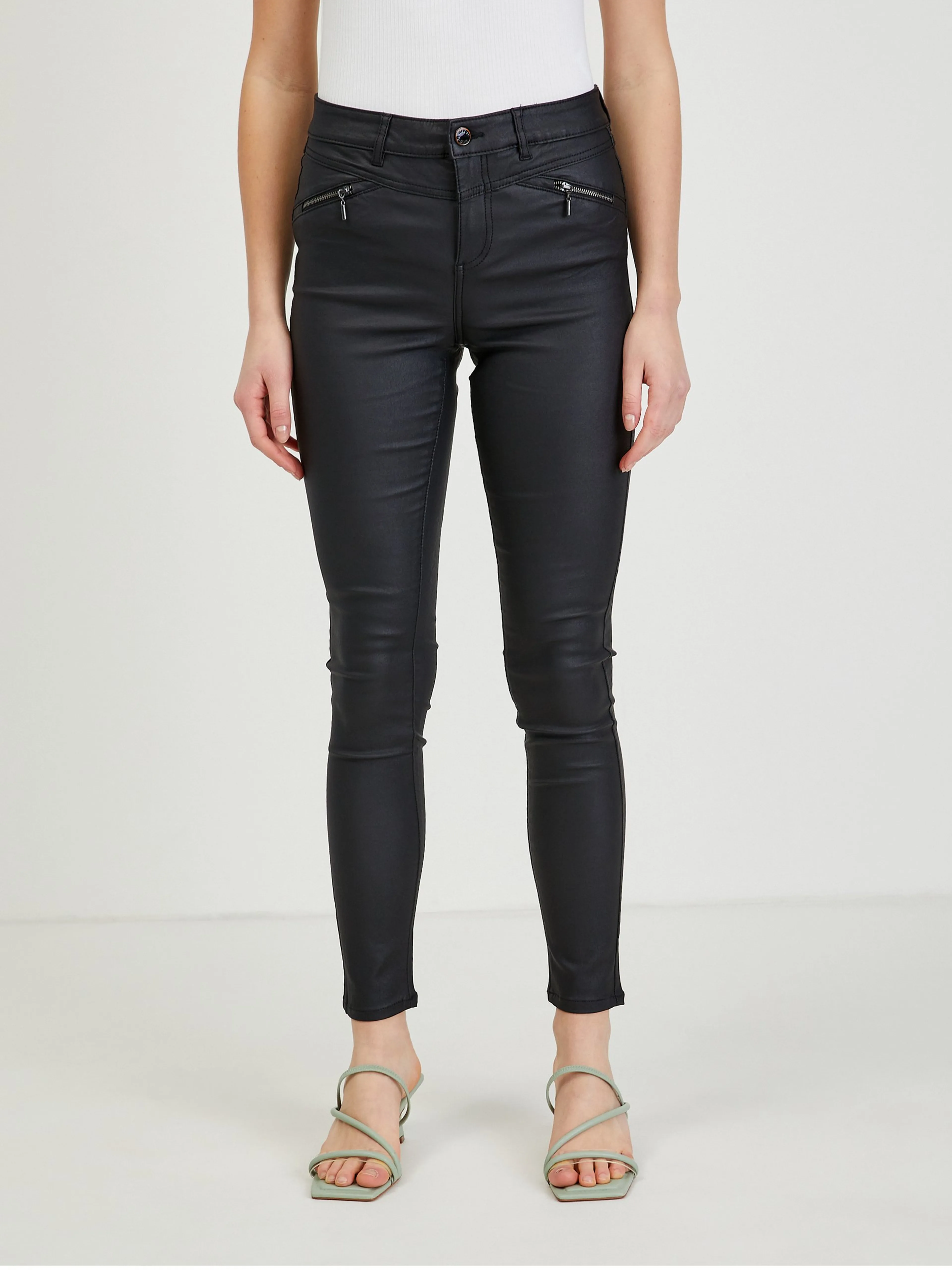 Schwarze Damen Kunstlederhose ORSAY