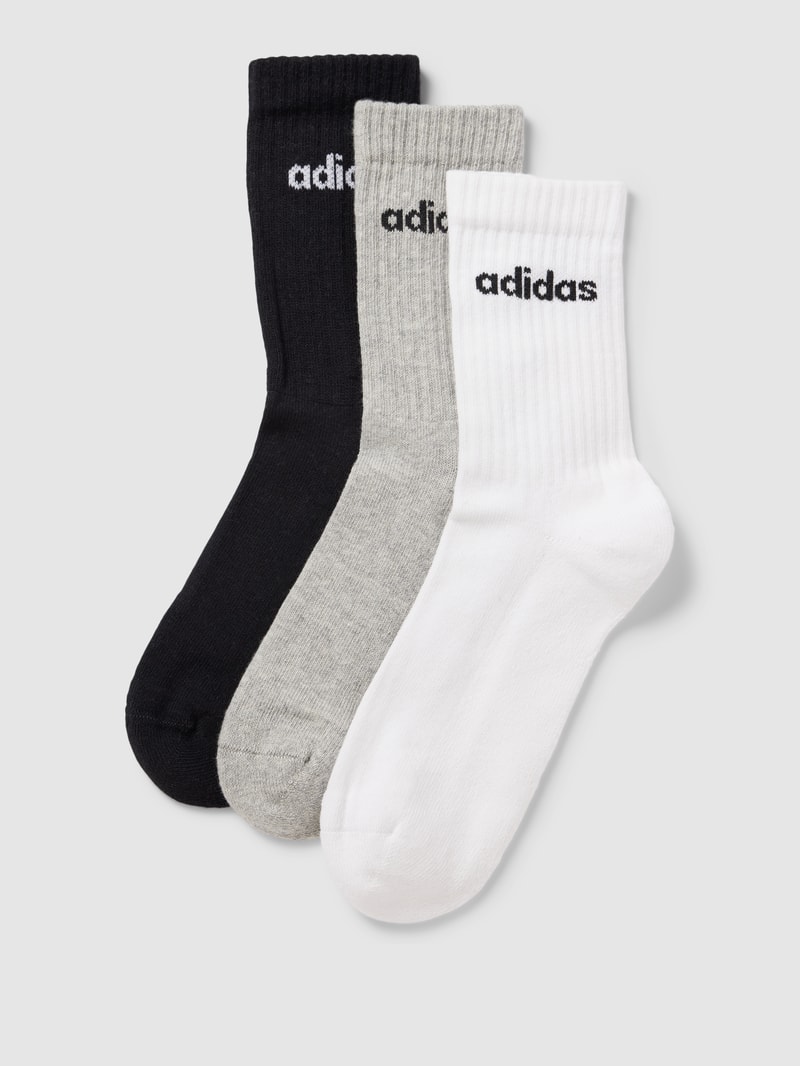 Socken mit Label-Details im 3er-Pack in mittelgrau meliert