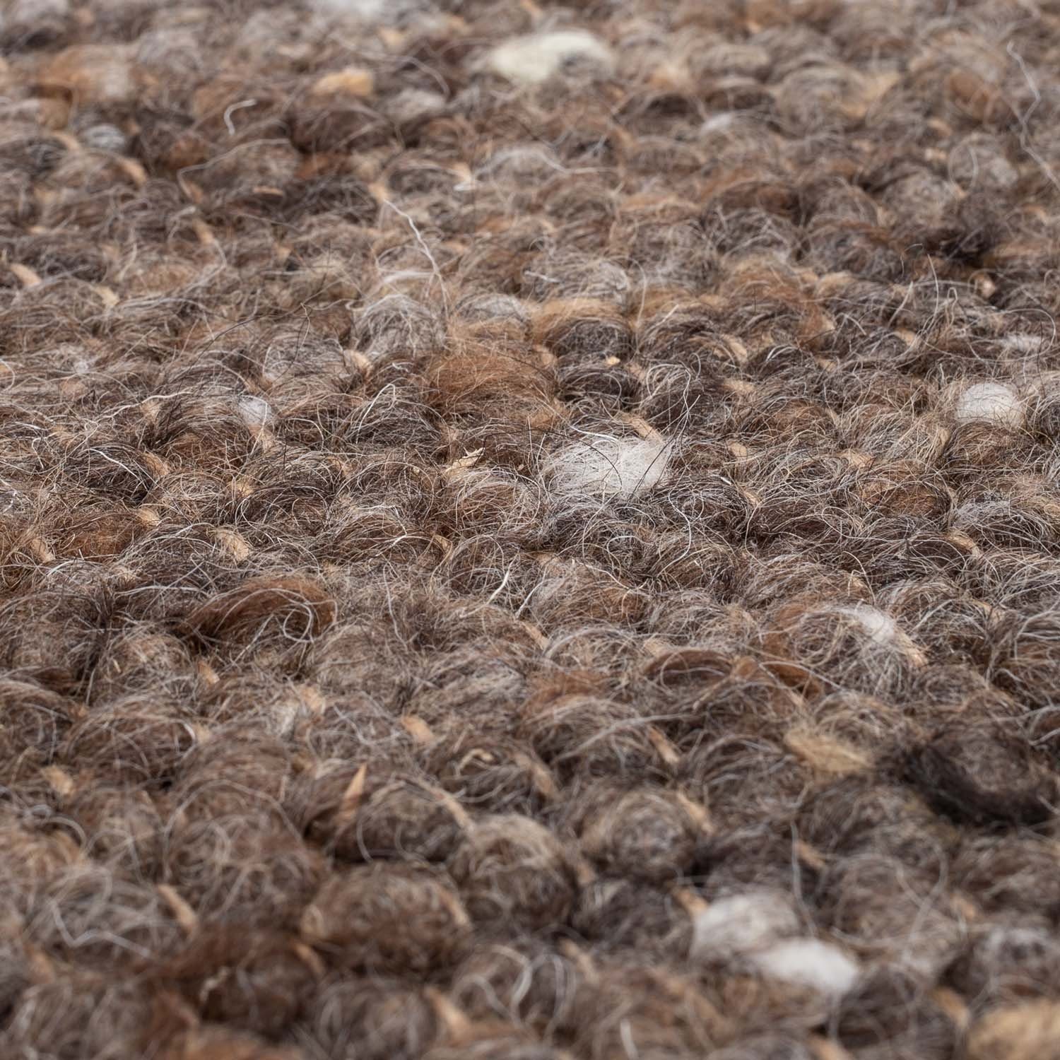 Wollteppich TaraCarpet Handwebteppich Oslo, TaraCarpet, rechteckig, Höhe: 10 mm, Schurwolle Handgewebt braun meliert Wohnzimmer Schlafzimmer 060x090 cm