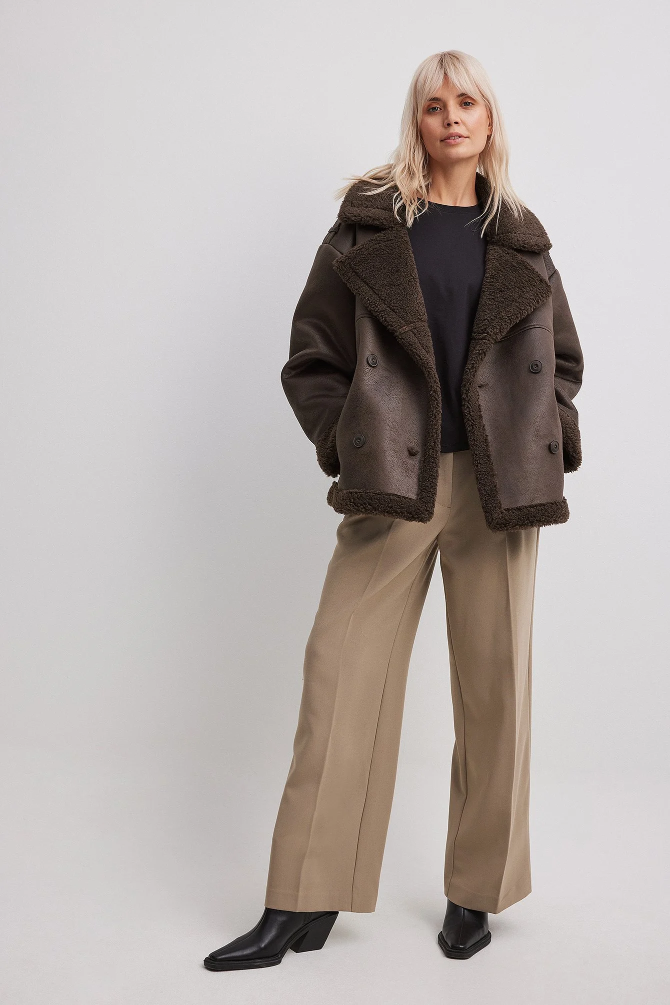 Oversize Bonded Teddy-Detail-Jacke