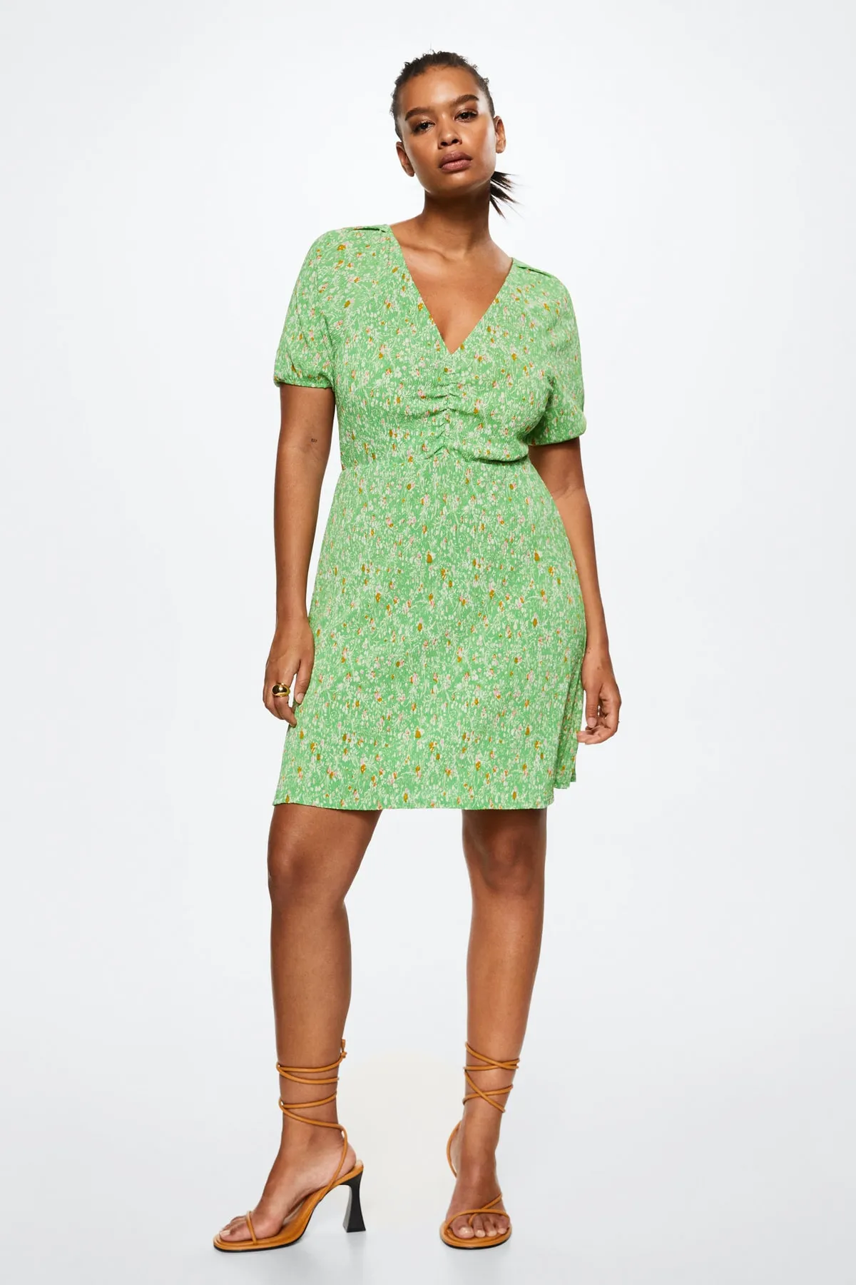 MANGO  Grünes Damenkleid 37040357