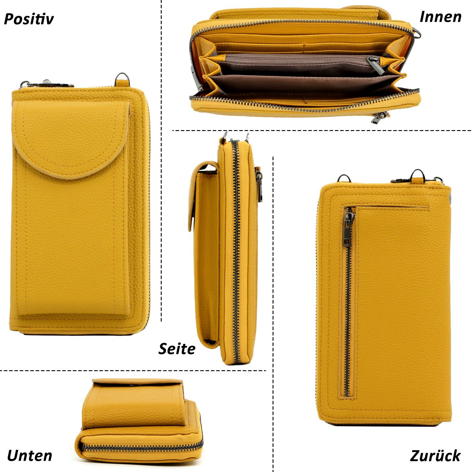 TAN.TOMI Umhängetasche Handy Umhängetasche Damen Handytasche Leder RFID Schultertasche, Klein Phone Tasche bis zu 6.7''