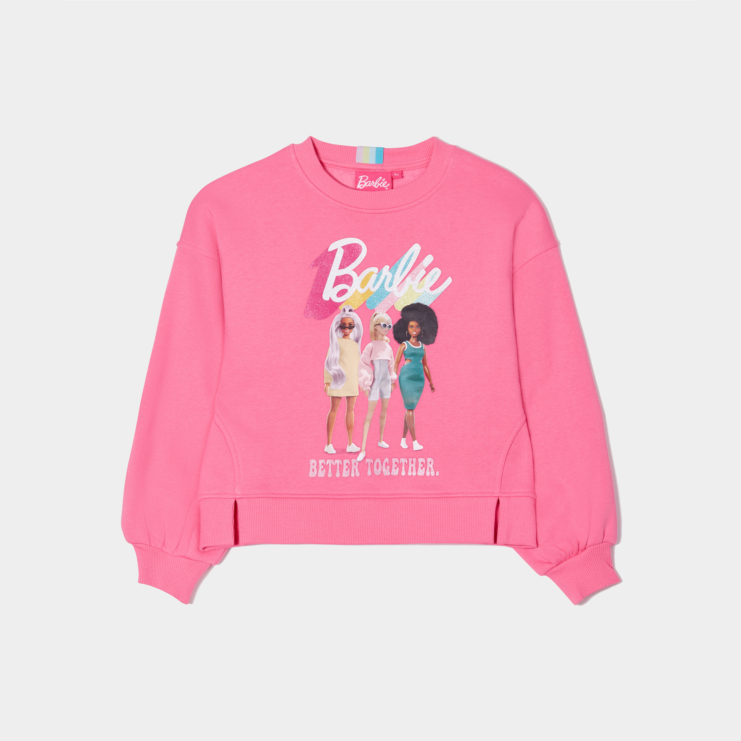 Sweat manches longues Barbie rose fushia fille | La Halle