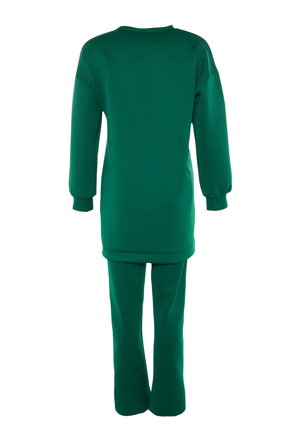 Trendyol Modest  Grünes Scuba-Tunika-Hose-Set aus Oberteil und Unterteil mit Schlitzdetail TCTAW23US00201