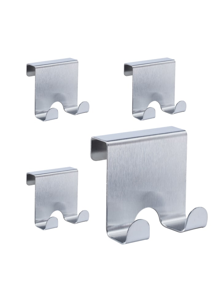 relaxdays 4er-Set: Türhaken in Silber günstig kaufen onesize
