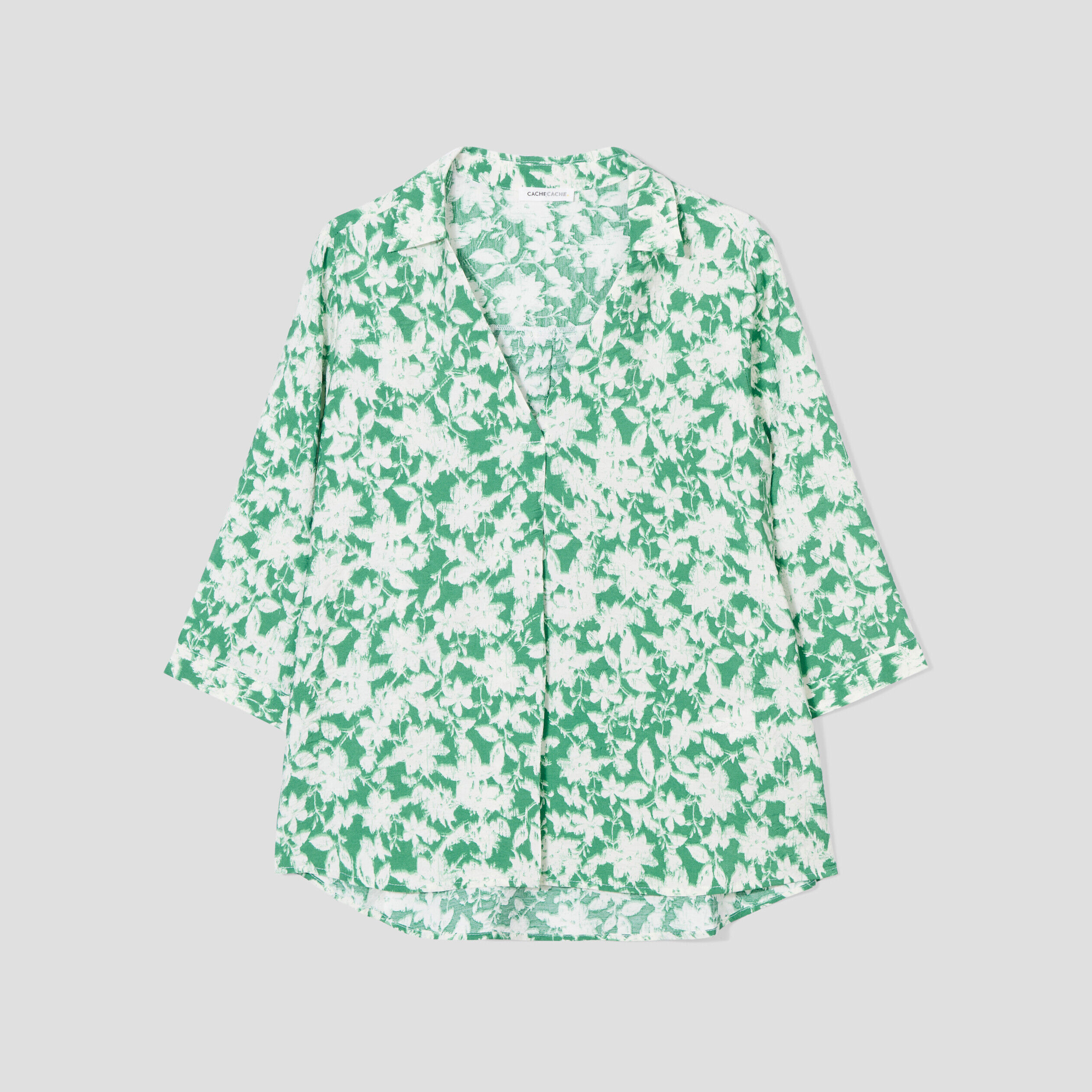 Blouse manches 3/4 vert femme | Cache Cache