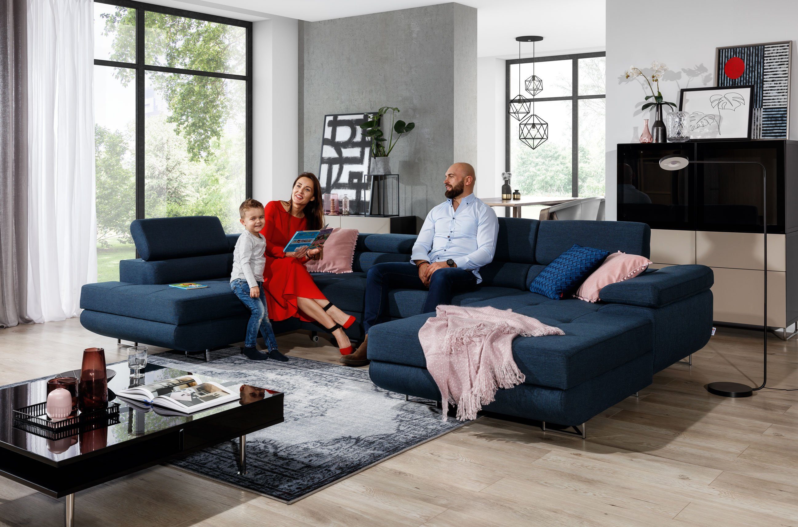 Best for Home Ecksofa Rodrigo, mit Bettfunktion, Bettkasten und verstellbaren Kopfstützen