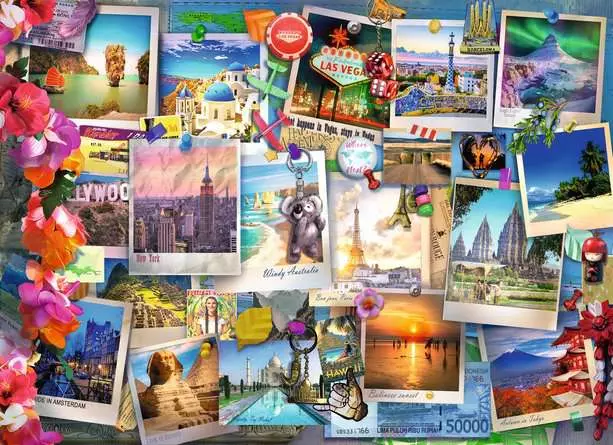 Puzzle 500 Teile - World Travel Pinboard