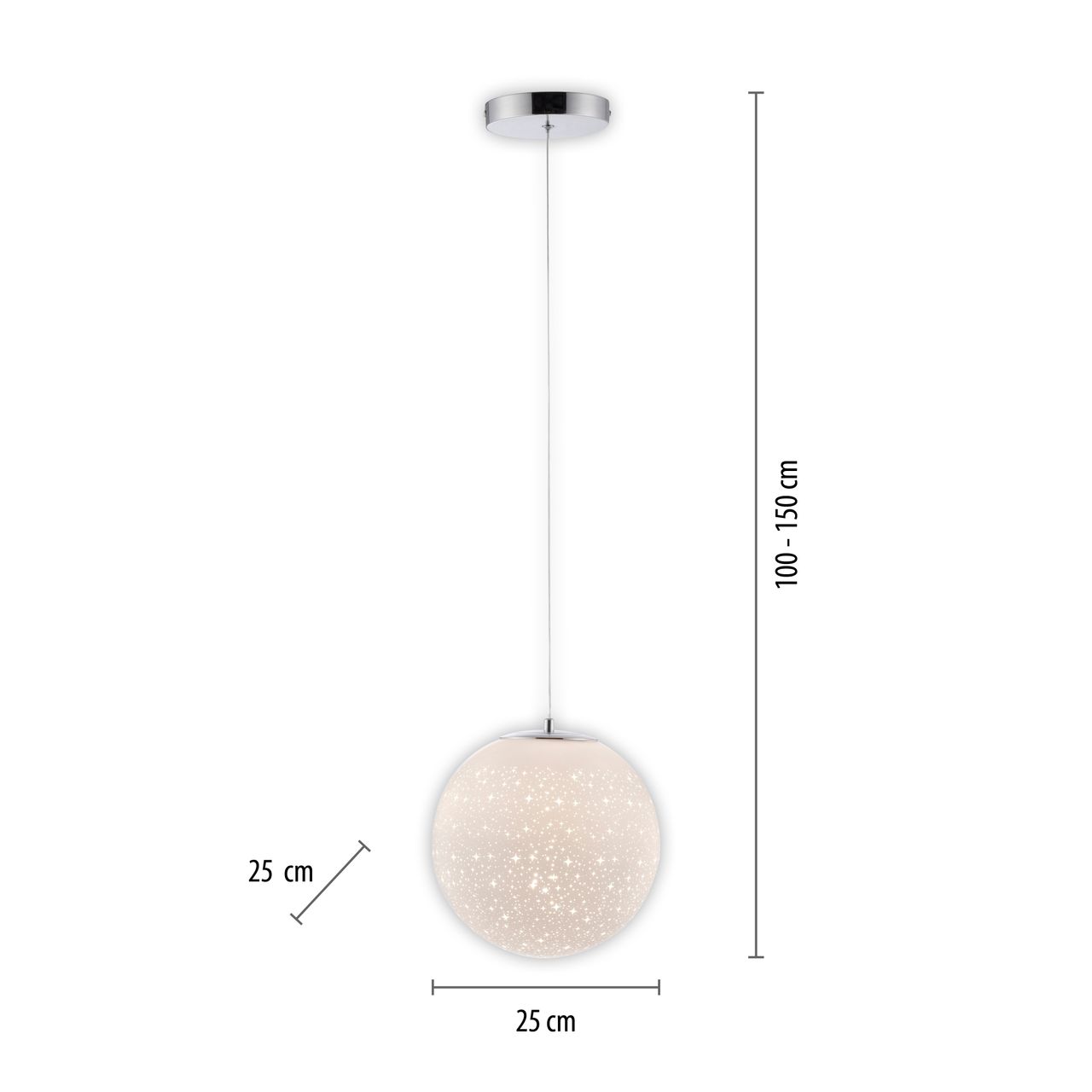 Paul Neuhaus LED Pendelleuchte BOLO, Sternenhimmeloptik, IP20, Chrom