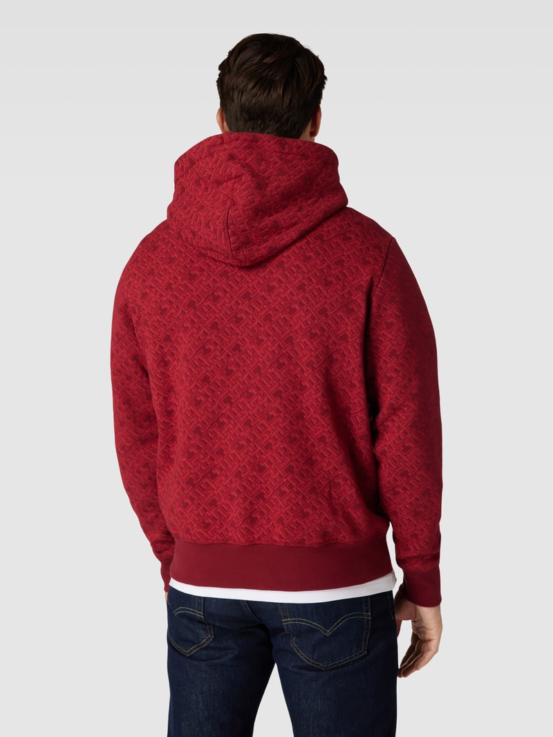 Hoodie mit Label-Stitching in dunkelrot