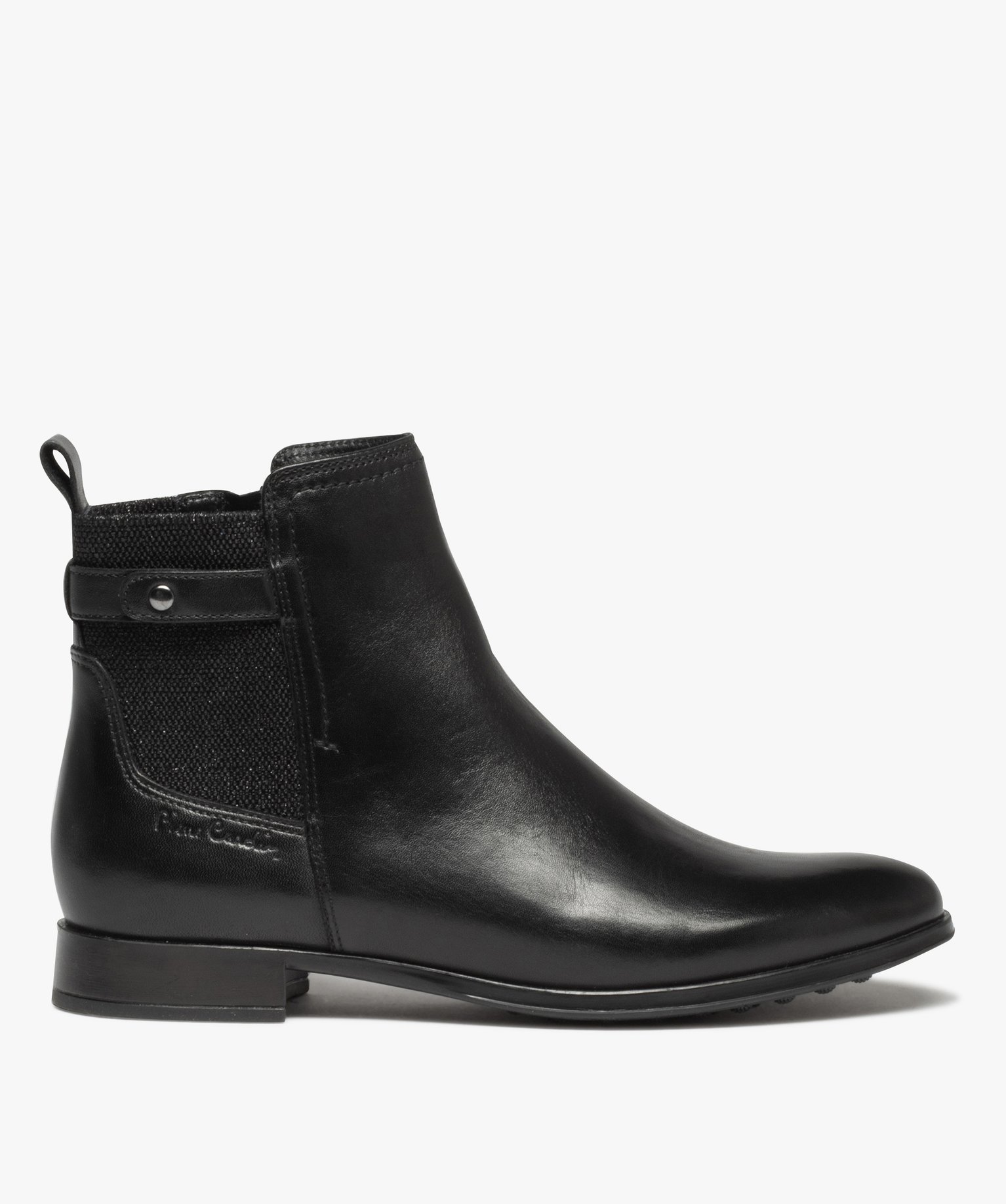 Boots dessus cuir avec élastique fantaisie sur tige femme -... noir | GEMO