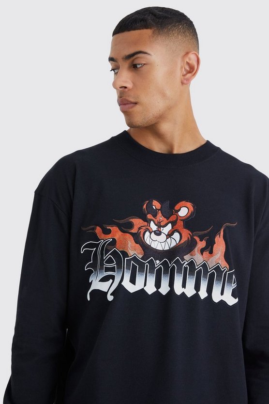 Langärmliges Oversize T-Shirt mit Print